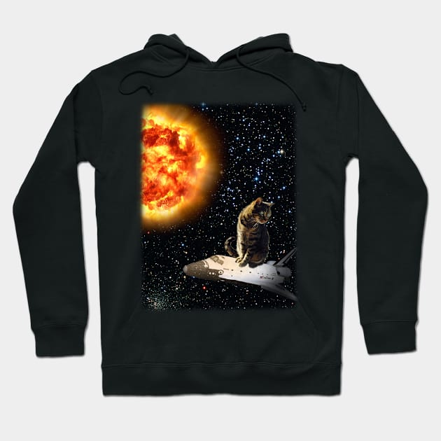 Cat Riding Space Shuttle Hoodie by TheMojoPyro